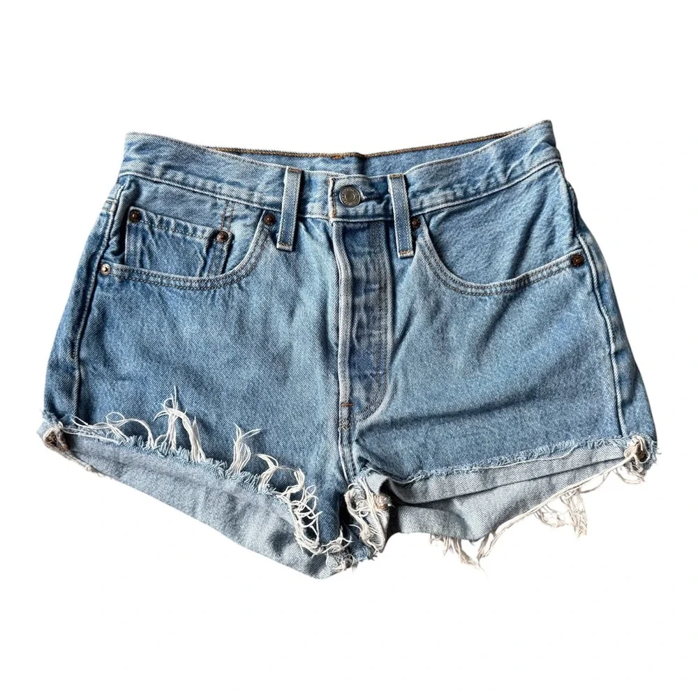 Levi's Premium Wedgie Fit Cutoff Denim Shorts W26 Y2K Festival Raw‎ Hem